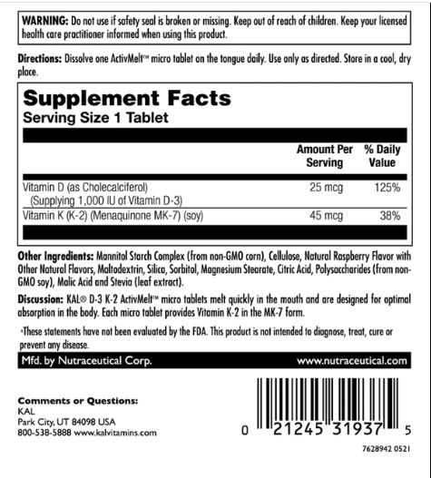 D3 & K2 25mcg - 60 tabs Raspberry (До 02.27) 2024-11-0761 фото